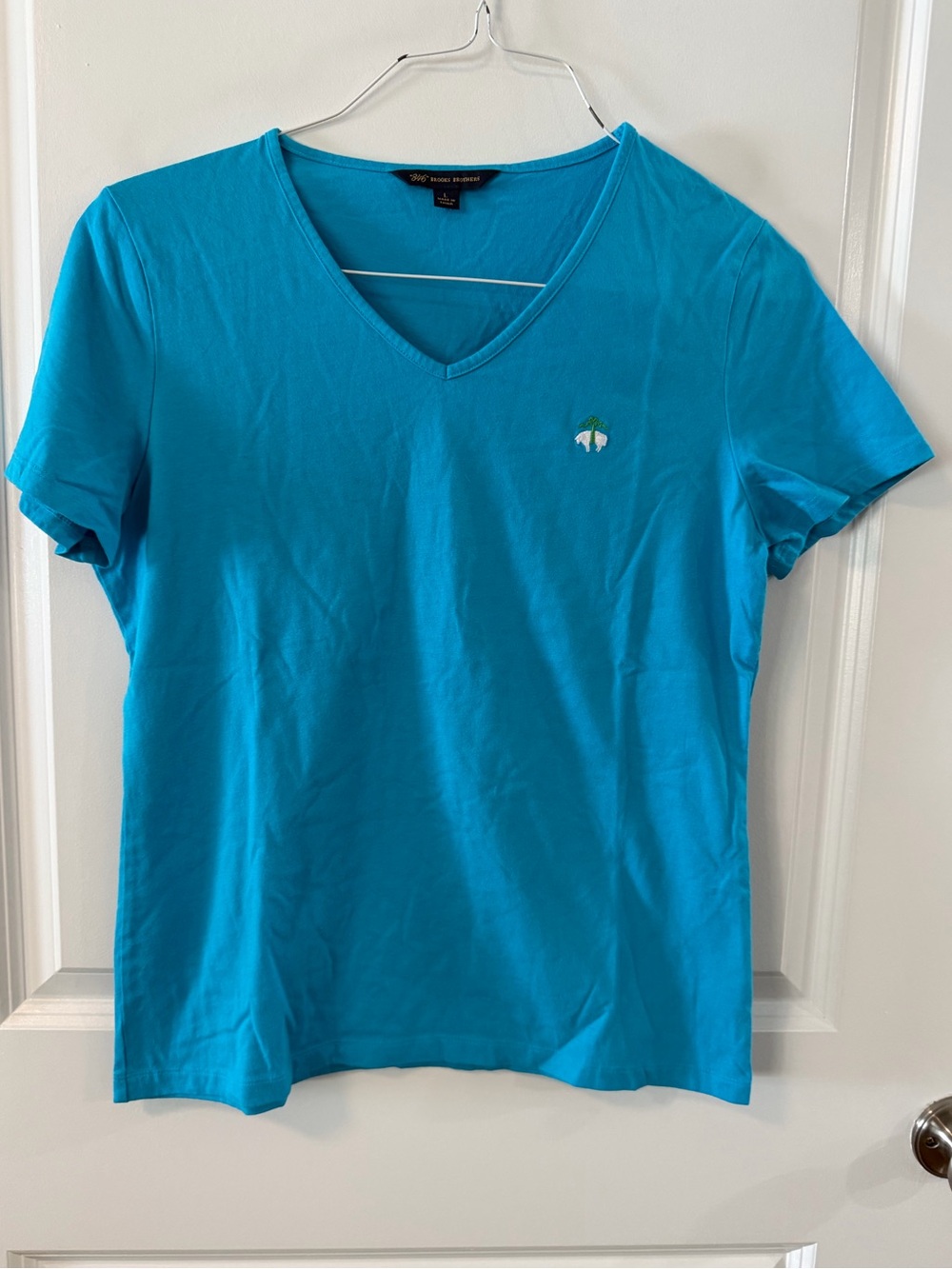 Brooks Brothers Women’s V-Neck Tee — Bright Turquoise